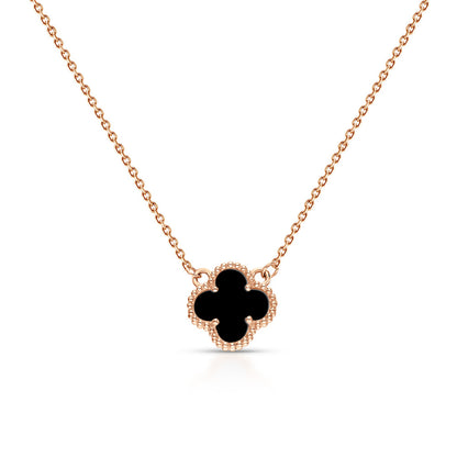 Collier trèfle noir plaqué or