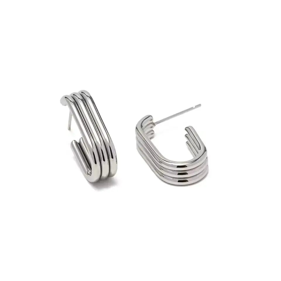 Boucles d’oreilles Lignes fines en acier inoxydable