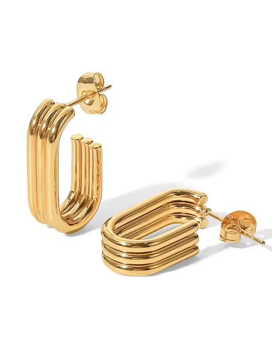 Boucles d’oreilles design lignes fines en acier inoxydable