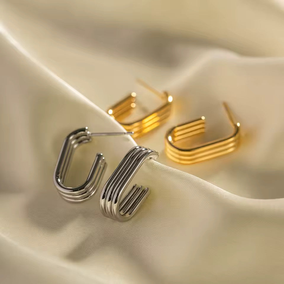 Boucles d’oreilles Lignes fines en acier inoxydable