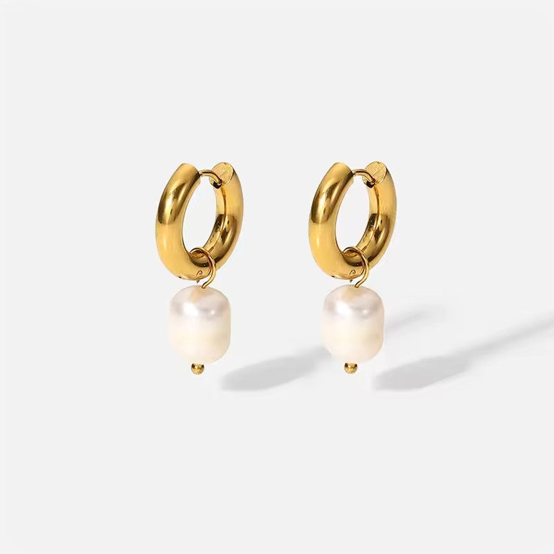 Boucles d’oreilles ores avec perle en acier inoxydable