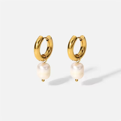Boucles d’oreilles ores avec perle en acier inoxydable