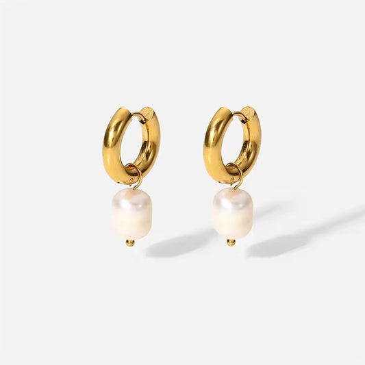 Boucles d’oreilles ores avec perle en acier inoxydable