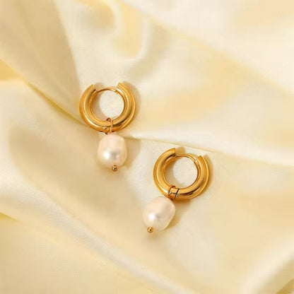 Boucles d’oreilles ores avec perle en acier inoxydable