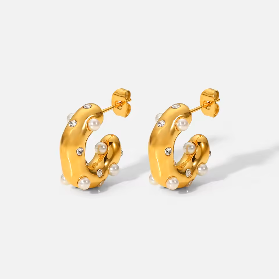 Boucles d’oreilles ores avec perles en acier inoxydable