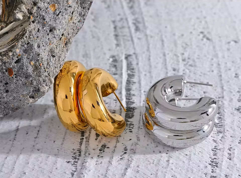 Boucles d’oreilles volumineuses Laila en acier inoxydable