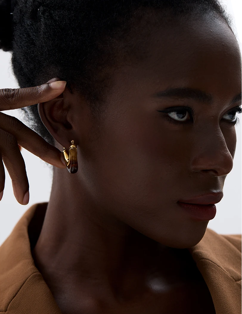 Boucles d’oreilles Gaia en acier inoxydable doré