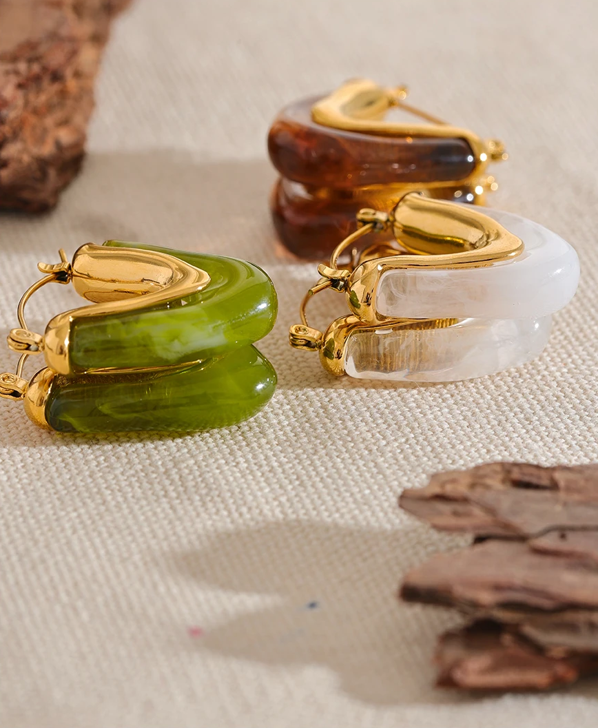 Boucles d’oreilles inspirées de la nature en acier inoxydable