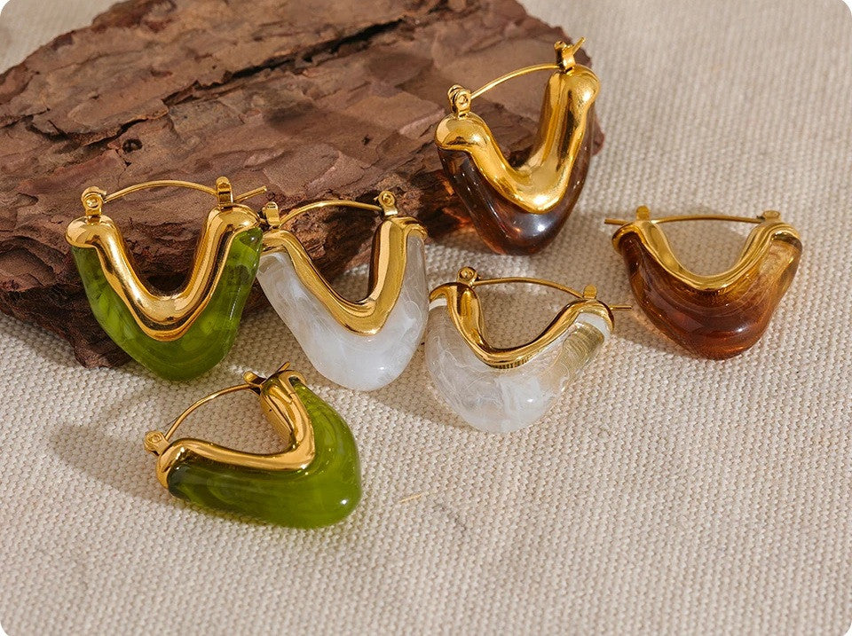 Boucles d’oreilles inspirées de la nature en acier inoxydable