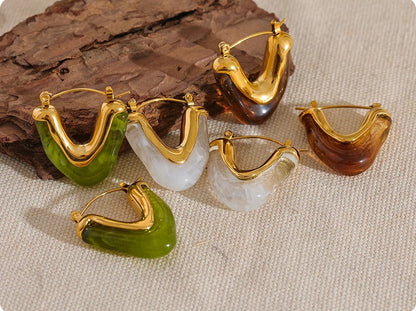 Boucles d’oreilles inspirées de la nature en acier inoxydable