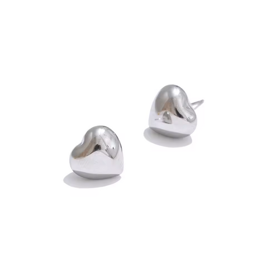 Boucles d’oreilles puces petit cœur en acier inoxydable