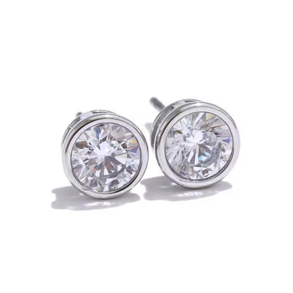 Boucles d’oreilles puces Magie avec zircons en acier inoxydable