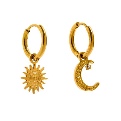 Boucles d’oreilles Nuit Lunaire en acier inoxydable doré