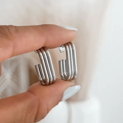Boucles d’oreilles Lignes fines en acier inoxydable