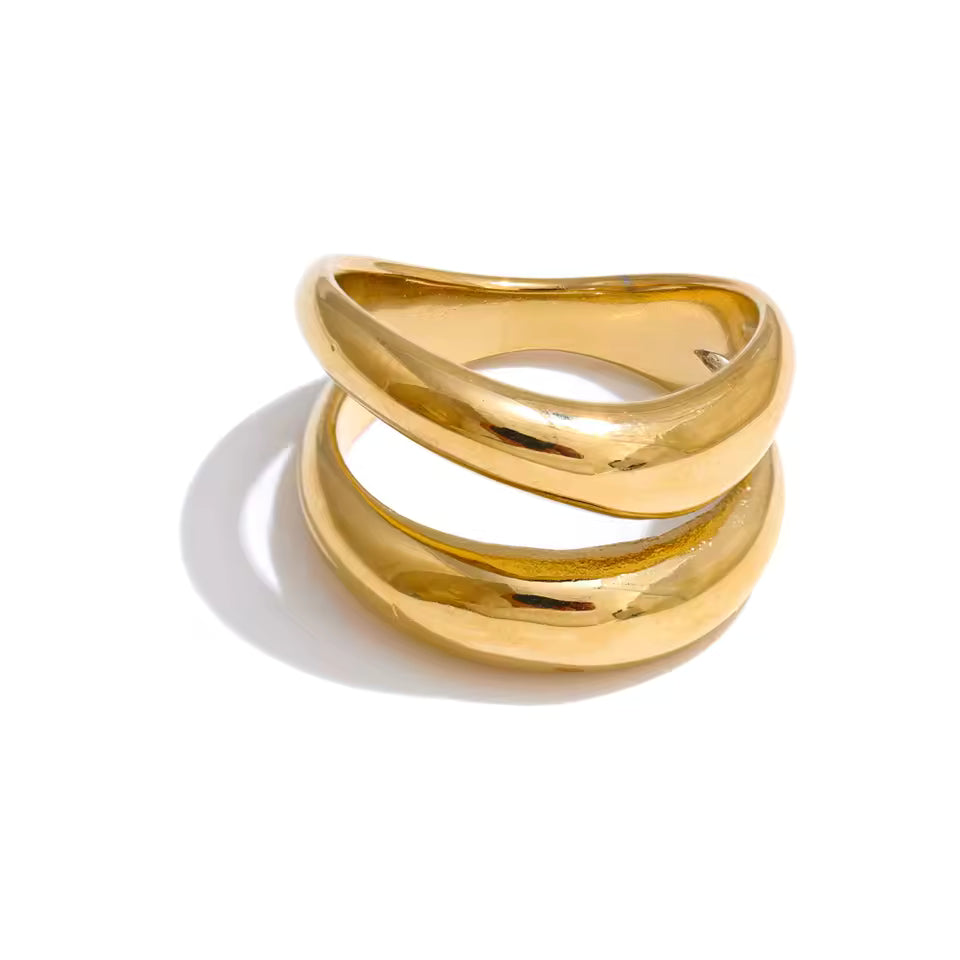 Bague Fluidité en acier inoxydable doré