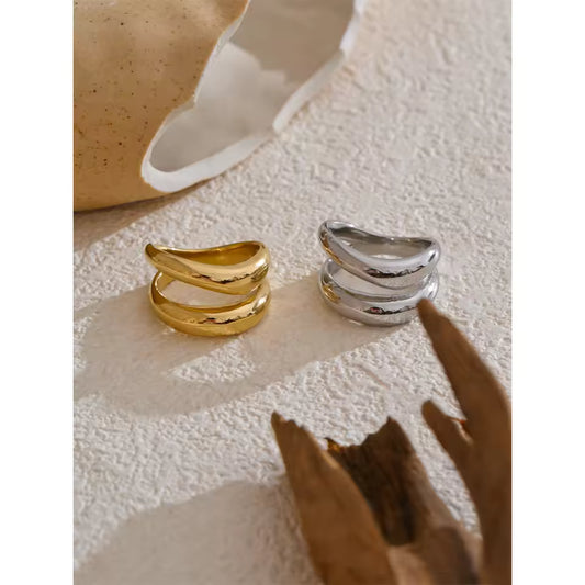 Bague Fluidité en acier inoxydable doré