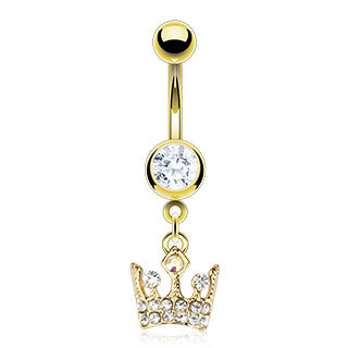 Piercing nombril pendant Couronne – acier chirurgical