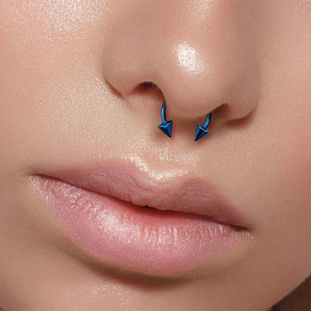Piercing septum Fer à cheval à pointes 10 mm en acier inoxydable