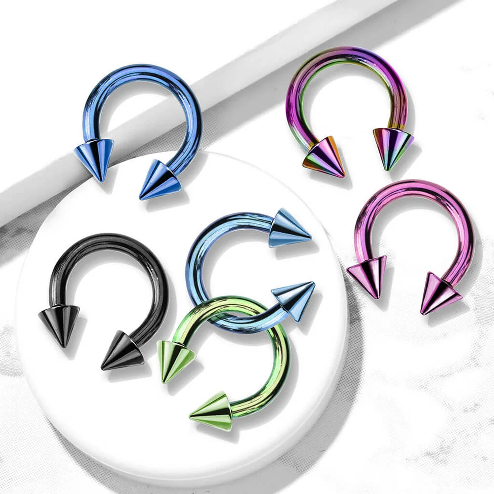 Piercing septum Fer à cheval à pointes 10 mm en acier inoxydable