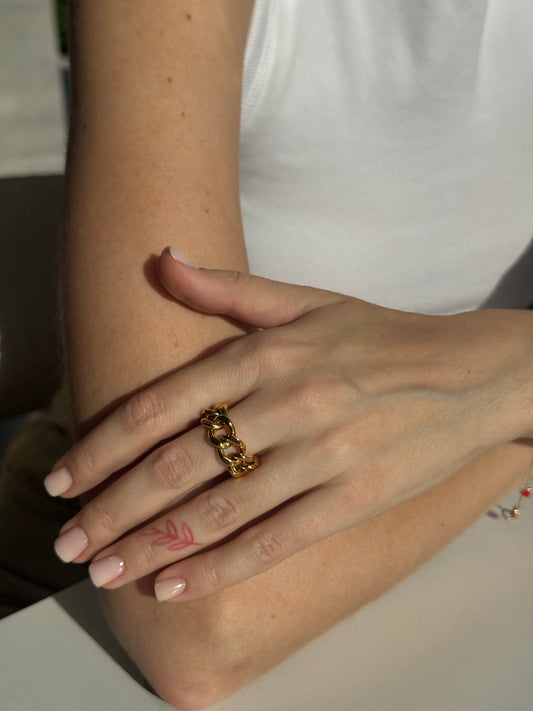 Bague Bergamo en acier inoxydable doré