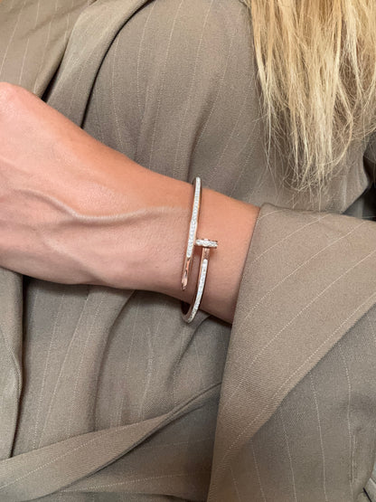 Bracelet clou or avec zircons en acier inoxydable