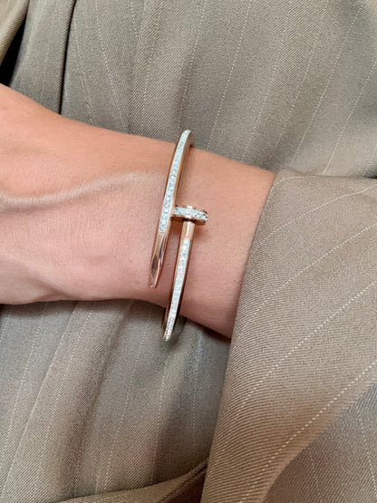 Bracelet clou or avec zircons en acier inoxydable