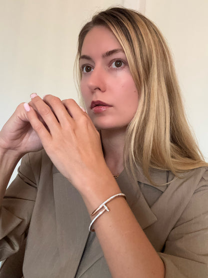 Bracelet clou or avec zircons en acier inoxydable