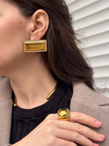 Bague Miroir oversized en acier inoxydable