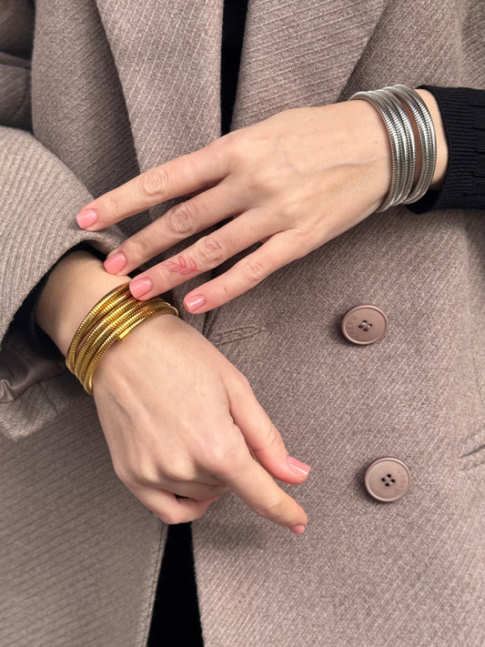 Bracelet manchette Spirale en acier inoxydable doré
