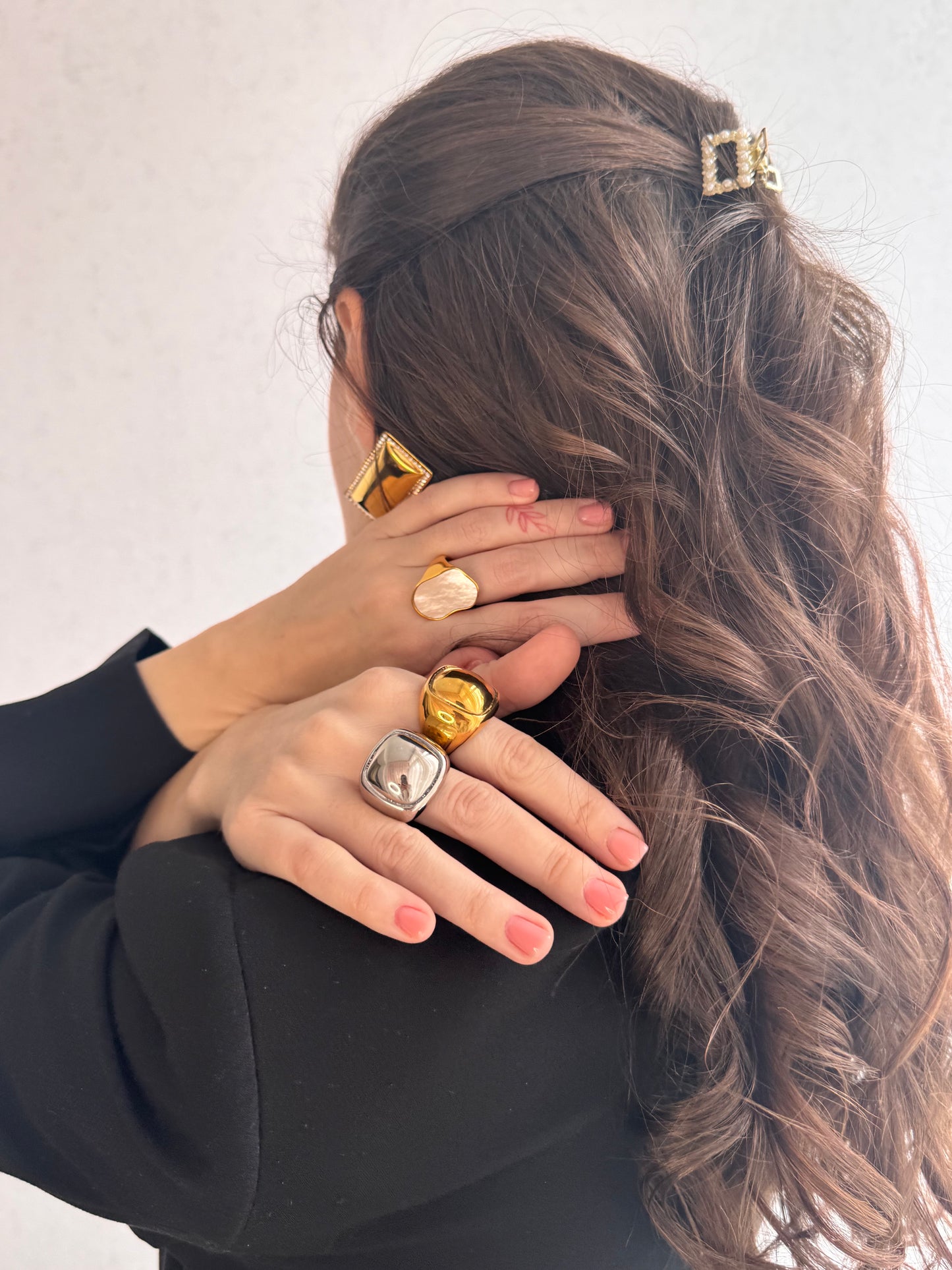 Bague Miroir oversized en acier inoxydable