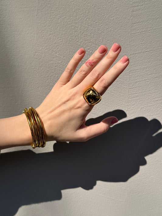 Bague Miroir oversized en acier inoxydable