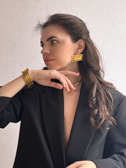 Bracelet manchette Spirale en acier inoxydable doré