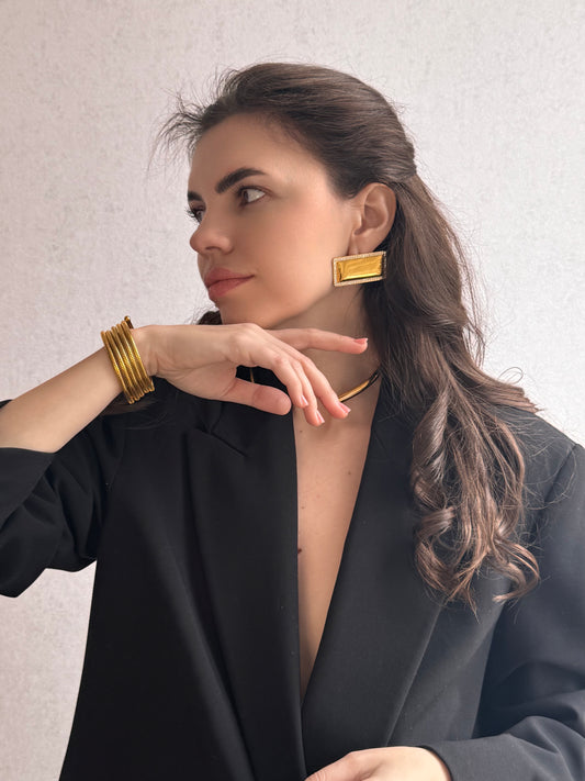 Bracelet manchette Spirale en acier inoxydable doré