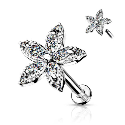 Piercing d’oreille/ lèvre Fleur en acier inoxydable