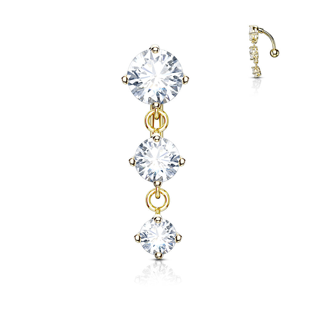 Piercing nombril pendant en acier inoxydable doré