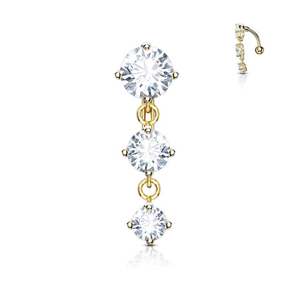 Piercing nombril pendant en acier inoxydable doré