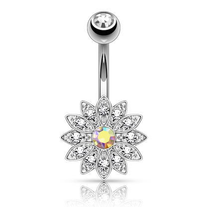 Piercing nombril Fleur en acier inoxydable doré
