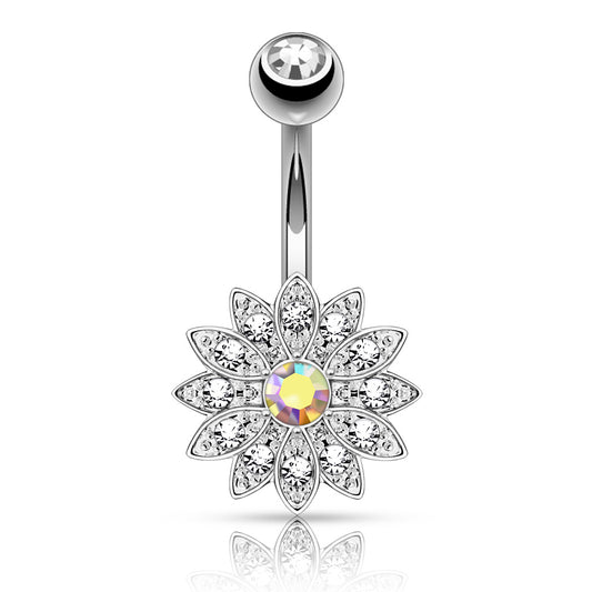 Piercing nombril Fleur en acier inoxydable doré