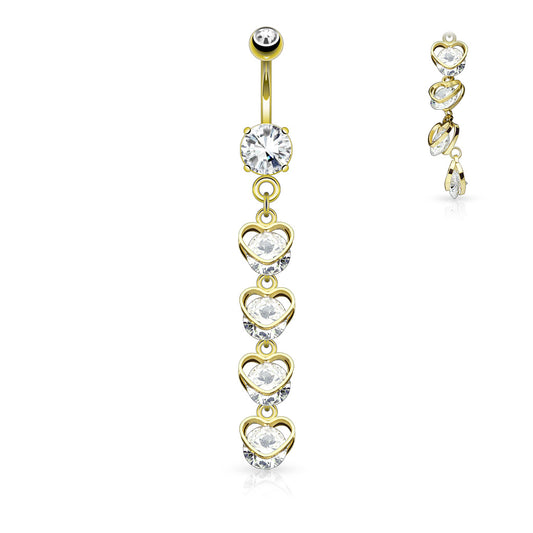 Piercing nombril Amour Infini en acier inoxydable doré