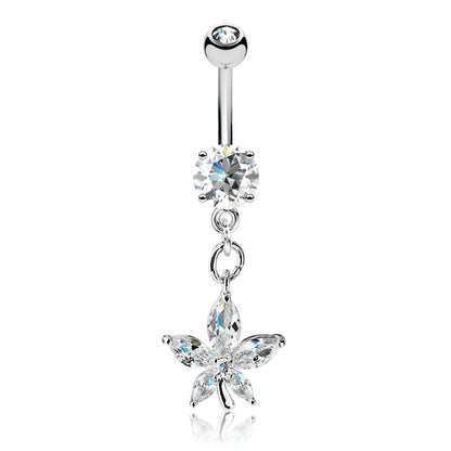Piercing nombril Lys en acier inoxydable doré