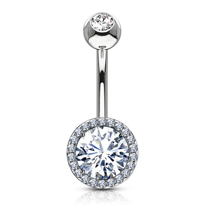 Piercing nombril Halo en acier inoxydable doré et zircon