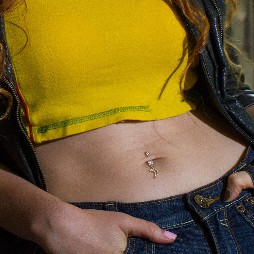 Piercing nombril Clair de Lune en acier inoxydable doré