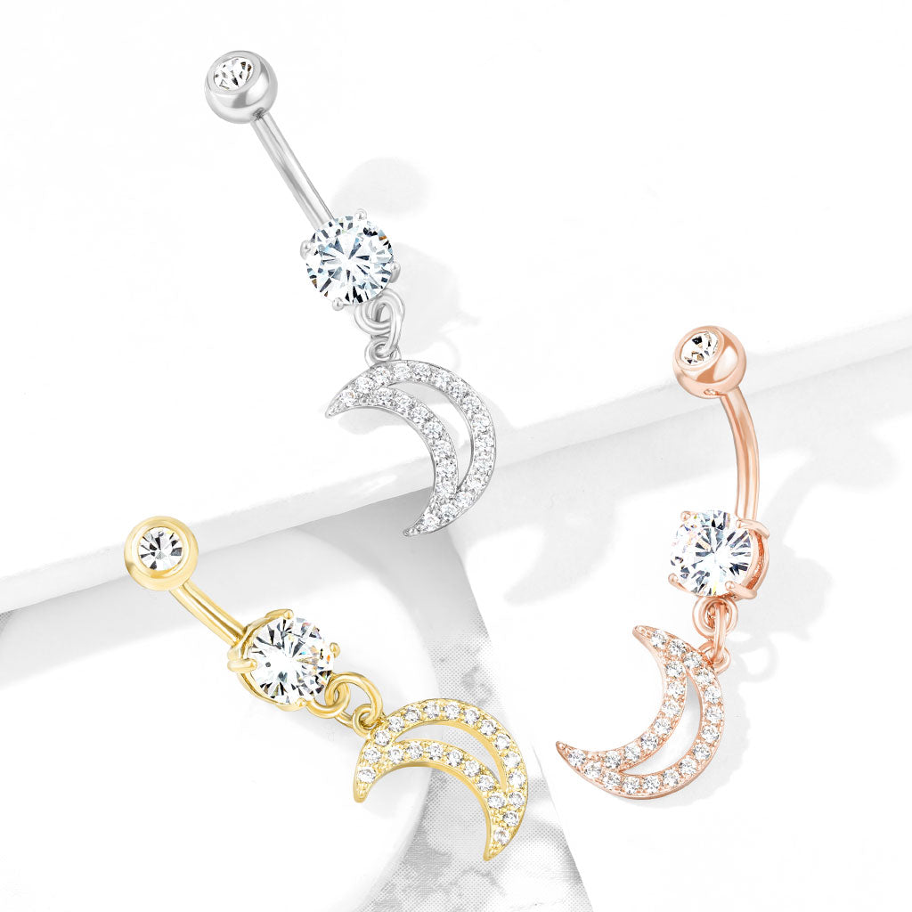 Piercing nombril Clair de Lune en acier inoxydable doré