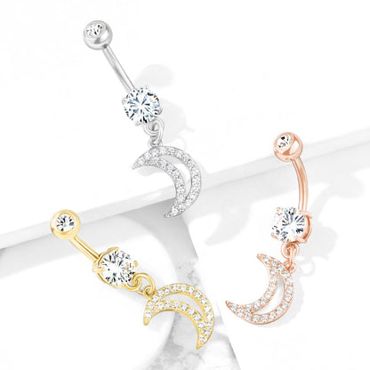 Piercing nombril Clair de Lune en acier inoxydable doré
