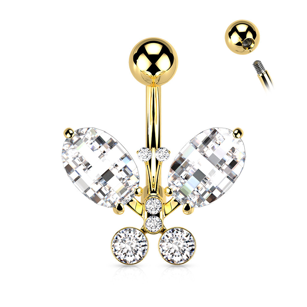 Piercing nombril Papillon en acier chirurgical