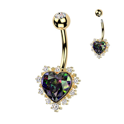 Piercing au nombril Cœur Royal en acier chirurgical