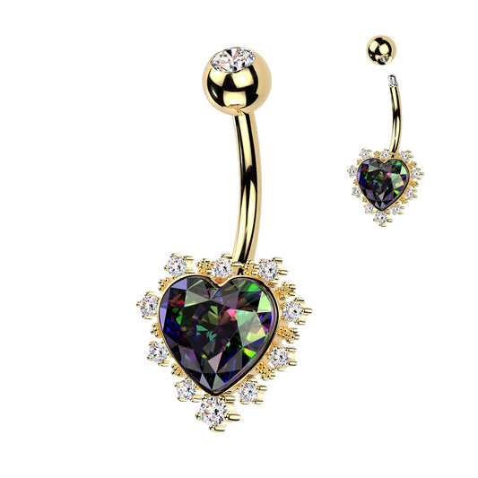 Piercing au nombril Cœur Royal en acier chirurgical