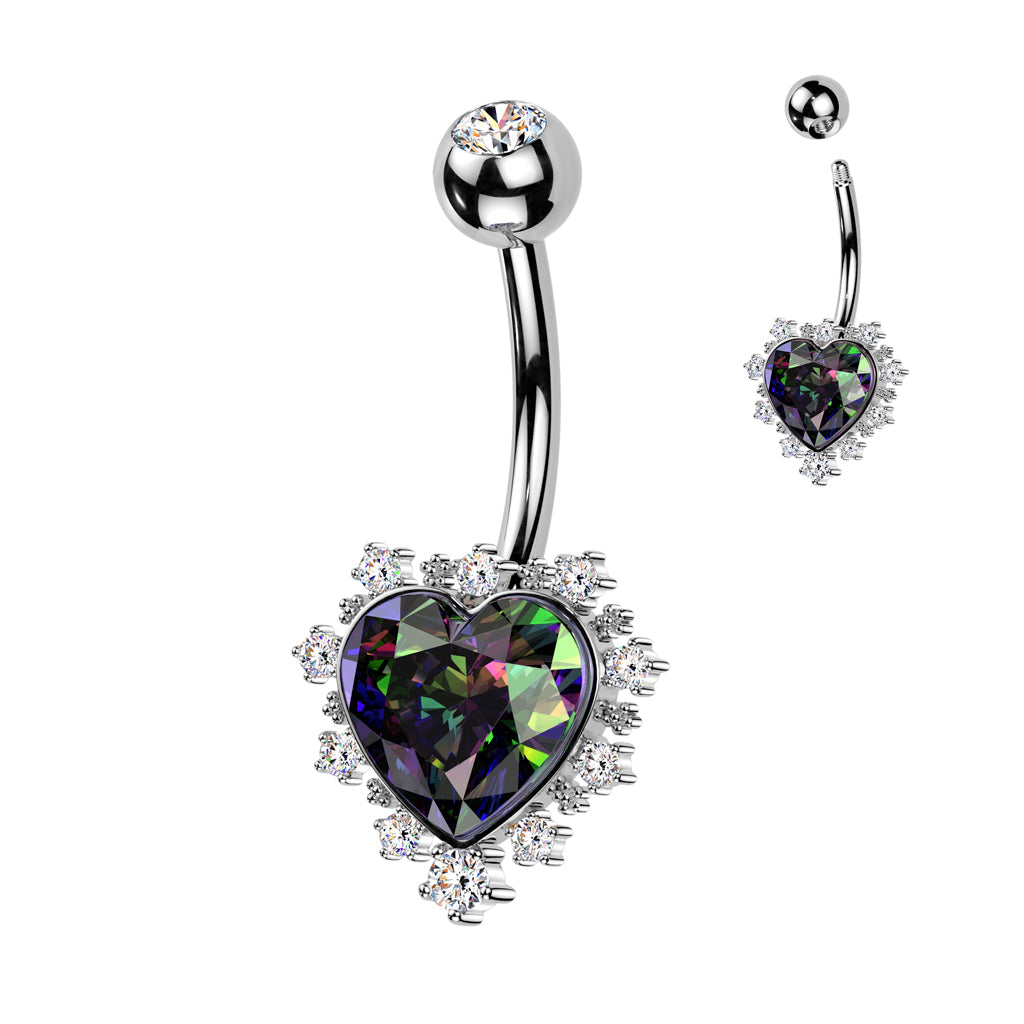 Piercing au nombril Cœur Royal en acier chirurgical