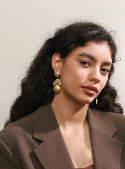 Boucles d’oreilles Néréide en acier inoxydable doré