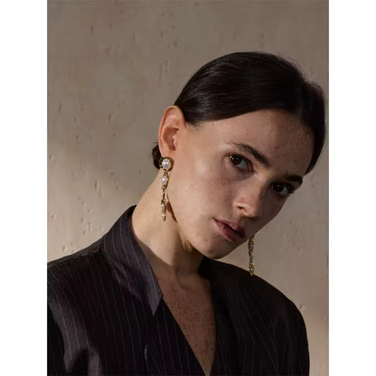 Boucles d'oreilles longues Pearl en acier inoxydable